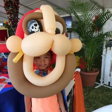 a big giant pirate balloon twisting mask for a boy